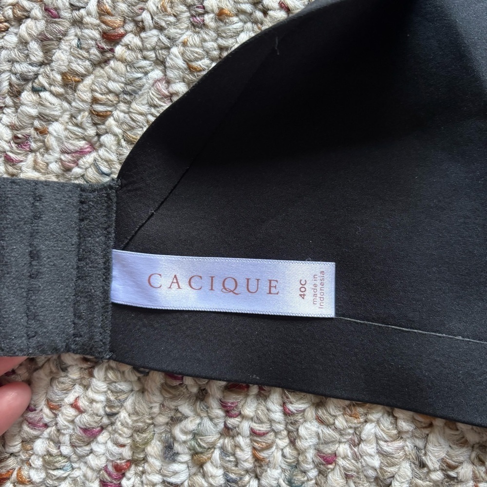 Cacique Bra Black 40C Lightly Lined Full Coverage Underwire Minimizer Neutral - Picture 4 of 13